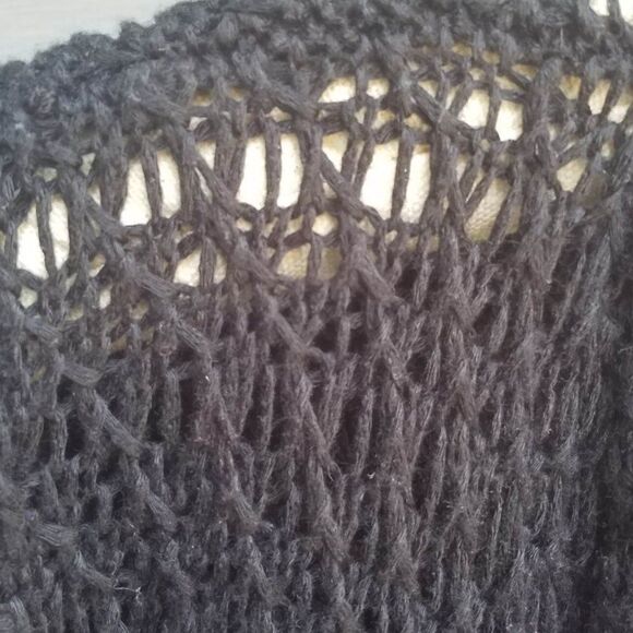 Kiehls Black Crocheted Open Front Sweater Size S?M - Picture 6 of 8